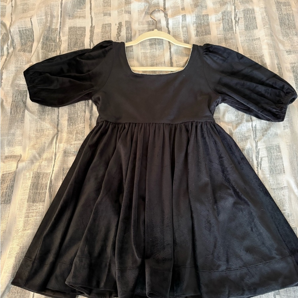 Girls Black velvet dress size 10